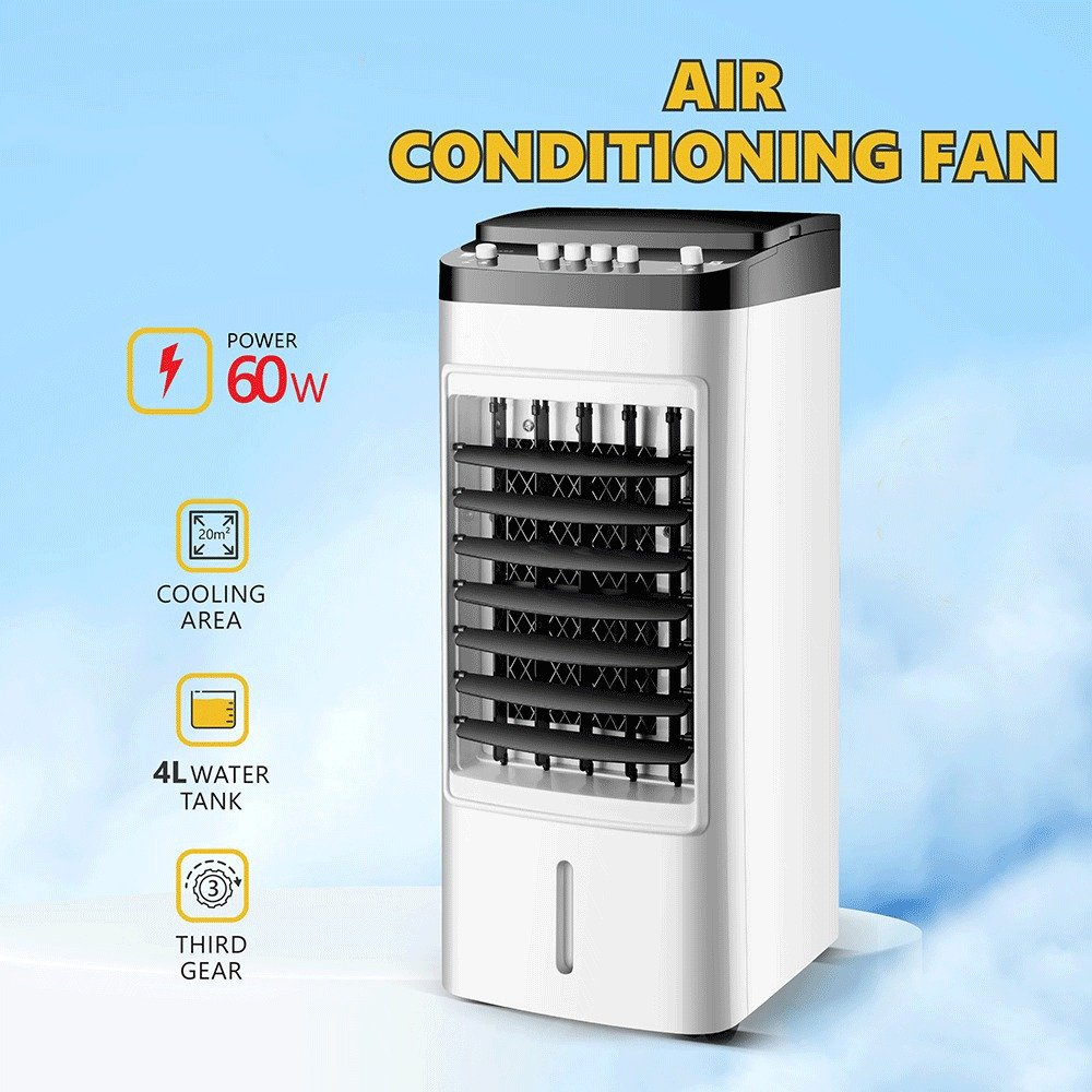 مكيف صحراوي متنقل متعدد الوظائف بسعة خزان 4 لتر ومزود بـثلاث سرعات مختلفة لترطيب وتنقية الهواء