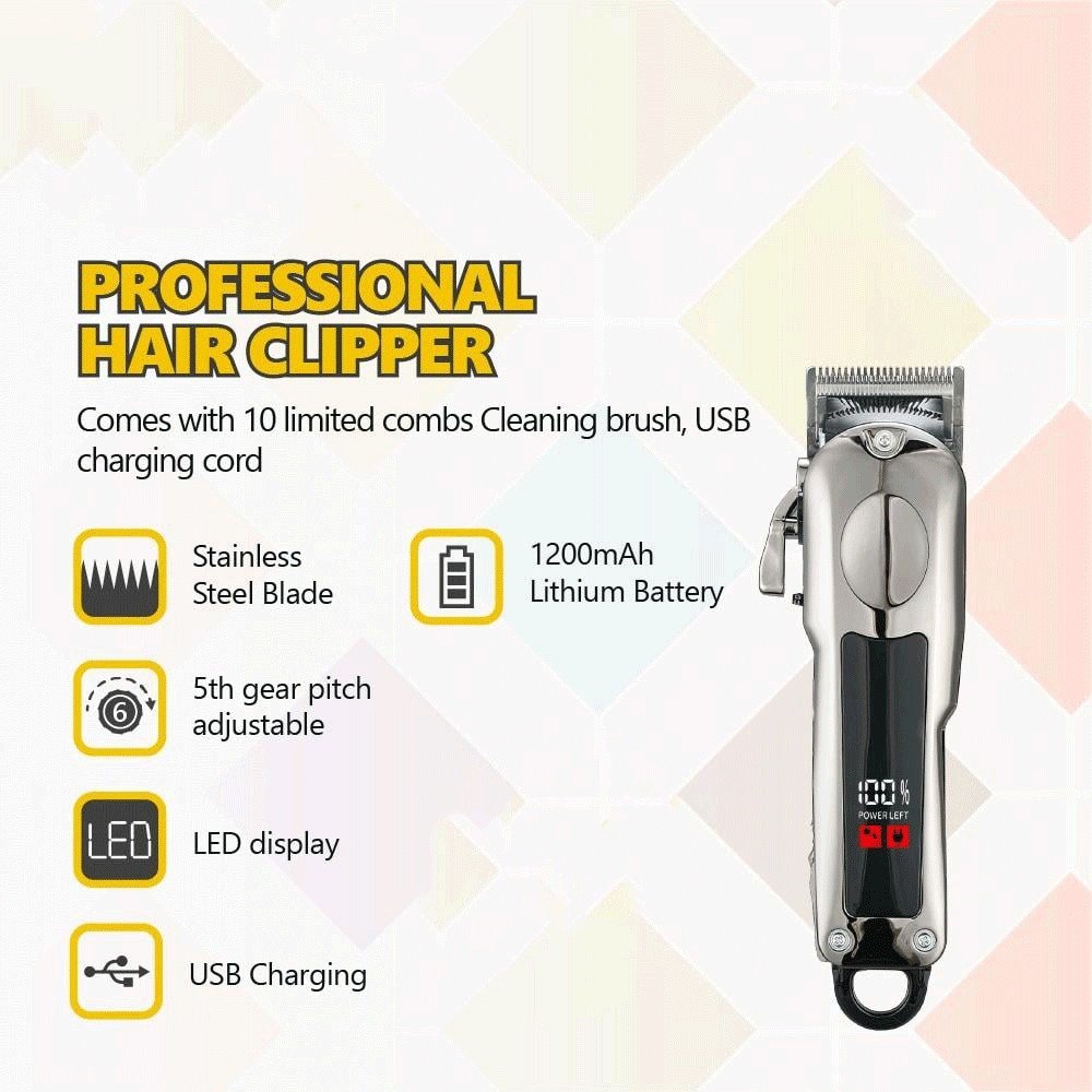 ماكينة قص الشعر مع بطارية بسعة 1200 مللي أمبير قابلة لإعادة الشحن عبر منفذ USB