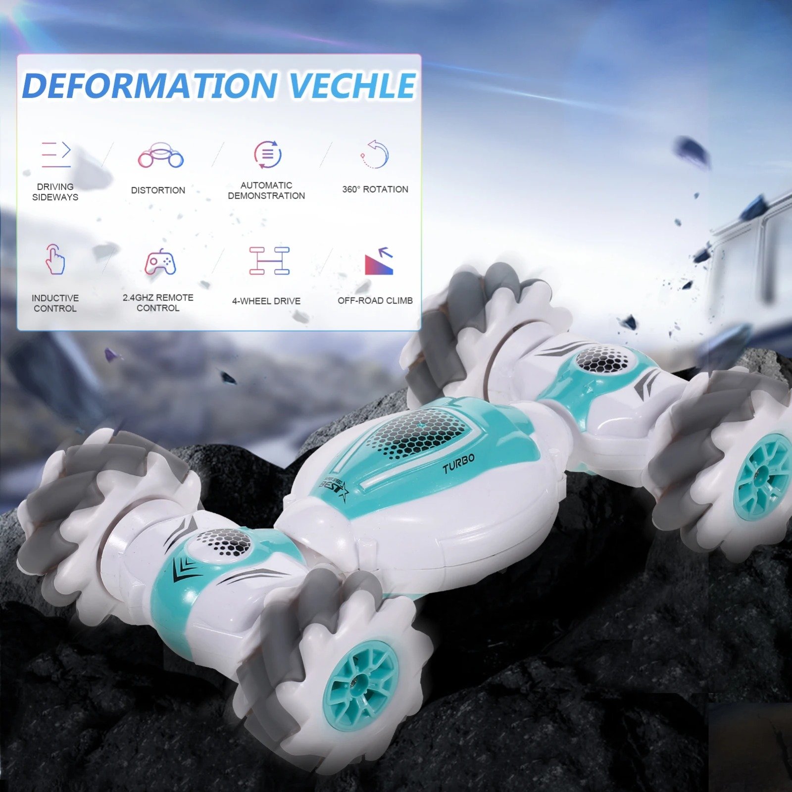 سيارة التويست للاطفال بجهاز تحكم عن بعد وسوار تحكم اضافي وخاضية الدوران 360 درجة