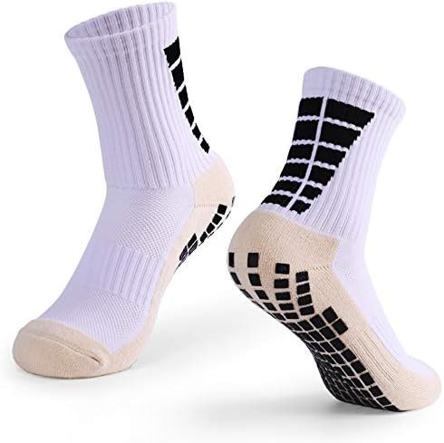 زوج من جوارب كرة القدم المضادة للانزلاق لون ابيض