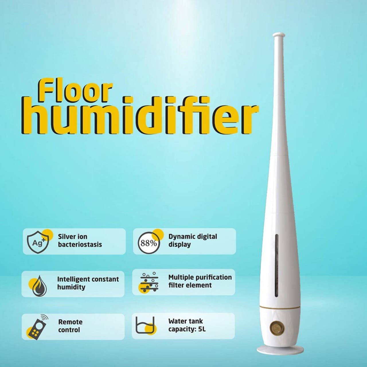 فواحة ارضية بتقنية أيونات الفضة وسعة 5 لتر لتعطير وتنقية الهواء