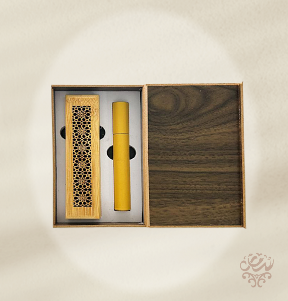 مبخرة خشبية مع أعواد بخور من الخيزران الطبيعي مكونة من 20 قطعة من عود البخور الكمبودي والفيتنامي