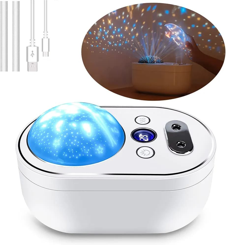 مرطب هواء مزدوج بسعة 1000 مللي متعدد الاستخدامات مع إضاءة ليلية رائعة ودوران 360 درجة لديكور الغرفة .