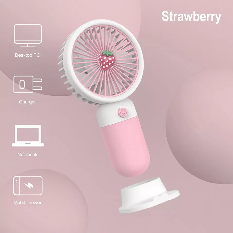 مروحة صغيرة بتصميم فواكه كرتونية جذابة، مروحة محمولة باليد تناسب الجيب..